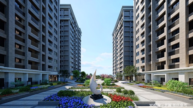 秉和建设在新竹县新丰区域推出「心丰花园」建案，每坪开价仅约竹北一半。图为3D示意图（业者提供）