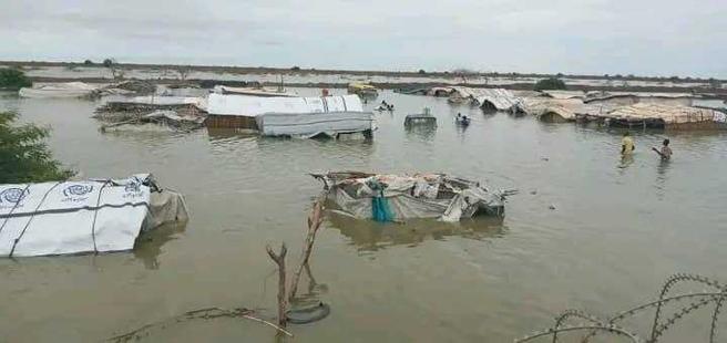 南苏丹长年陷于水灾之中，所有的房屋都泡在水里，根本无法居住，而水位尚未降低，又即将面临雨季来临。（图／MSF提供）
