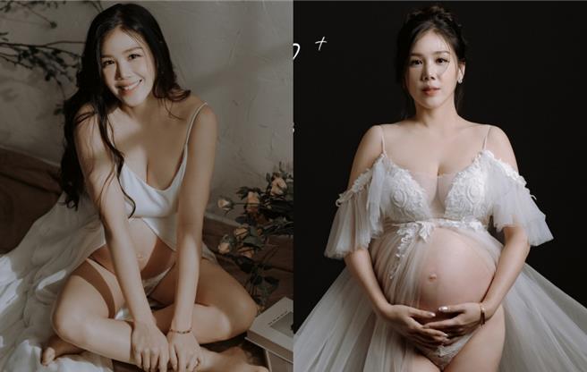 杨晨熙目前怀孕8个月。（J2 Plus 婚纱摄影提供）