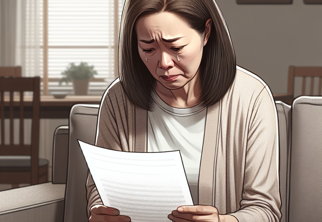 妇人收到判决书得知惊人内幕，丈夫竟然有外遇，愤而对小三提告求偿100万元。（AI生成图）