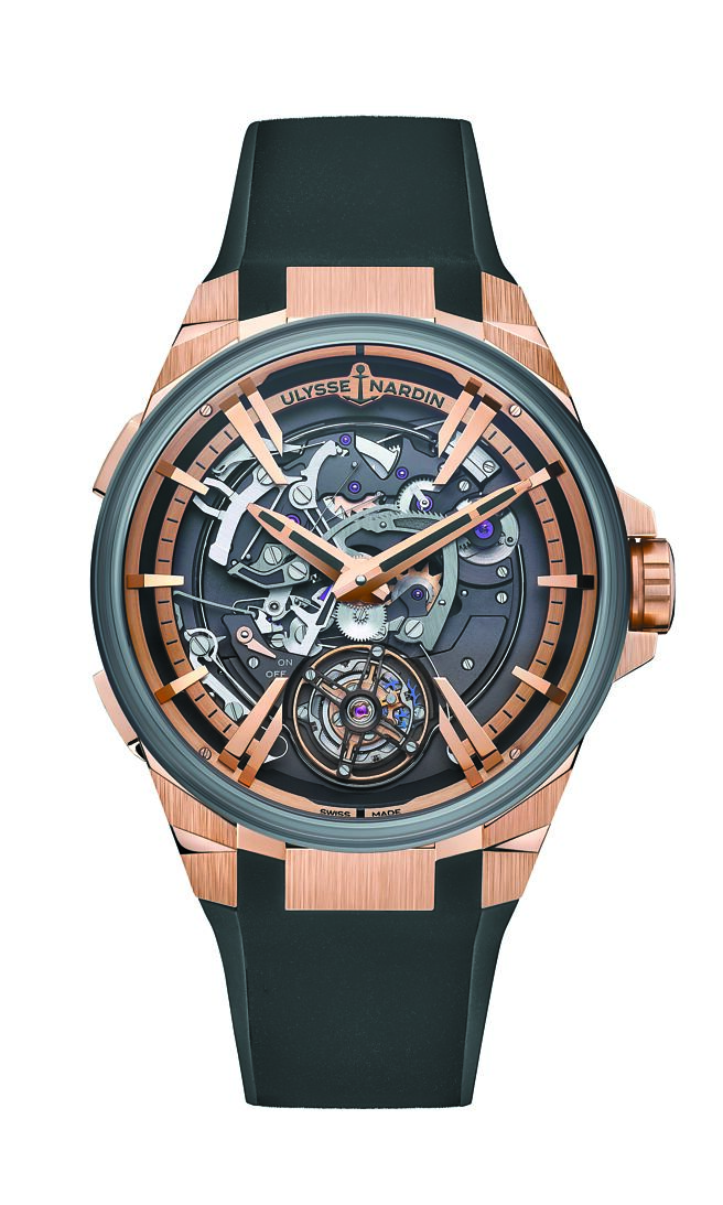 雅典表BLAST單問報時陀飛輪腕表，386萬8000元。（Ulysse Nardin提供）