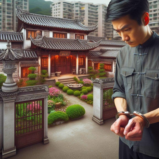 黄姓村主任月薪仅3000人民币，却非法占地盖起高楼、别墅和厂房。（AI生成图）