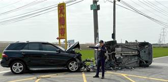 高雄兩車對撞廂型車遭撞翻側躺 路口竟無交通號誌