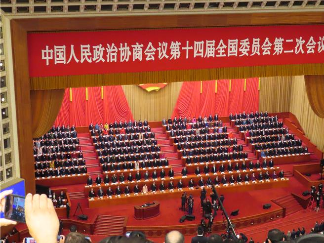 大陸全國政協14屆2次會議開幕會4日下午3時在北京人民大會堂舉行。（朱紹聖攝）