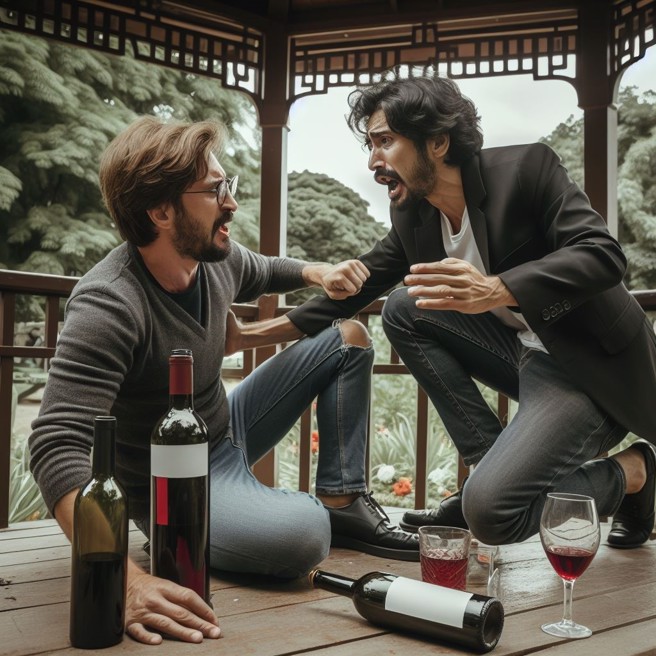 新北市新庄区四维公园内，两名酒友起口角，其中一人被利器刺伤背部。（AI生成图）