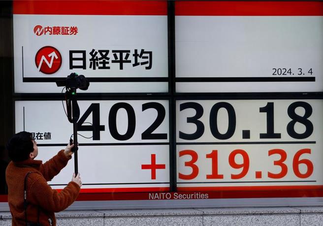 日经指数4日首次突破4万点大关。（图／路透社）