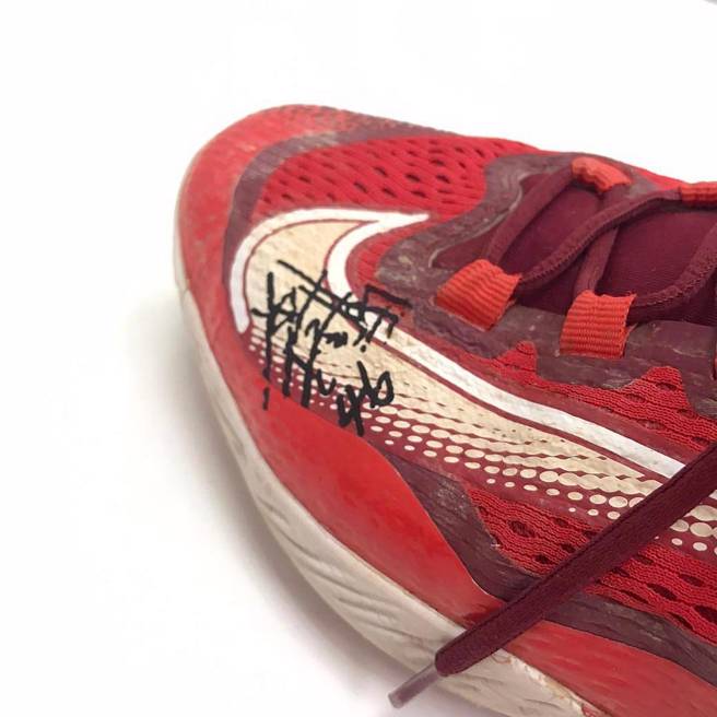 现场标的还有签名球鞋。（翻摄画面）