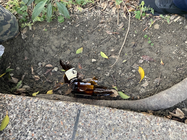公园内发现的破碎酒瓶。（翻摄画面）