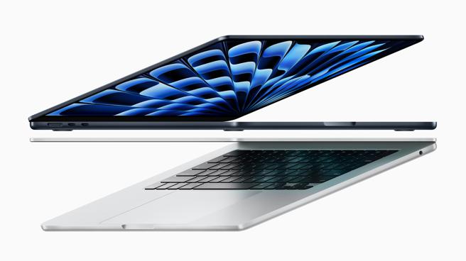 Apple发布全新13吋与15 吋 MacBook Air 搭载M3晶片，具备超便携设计、高效能和满足一天所需的电池续航力。（Apple提供／古明弘台北传真）