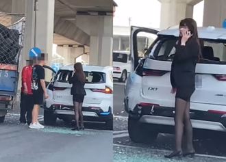 BMW試乘車遭追撞 「黑絲正妹IG」找到了！女同事還原事發當下