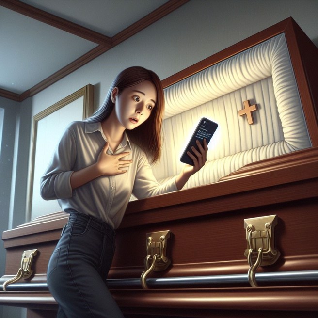 加拿大一名妇人目睹儿子死亡，却在事后收到儿子传讯来，让妇人吓一跳。()（ＡＩ生成图）