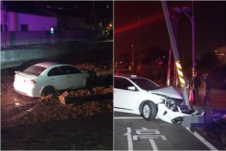 苗栗苑里频演碰碰车！「撞断灯杆、飞越水田」 居民无奈：豪车耕田