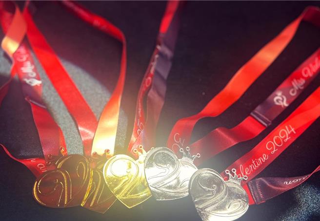 台灣首度在體操國際大賽Miss Valentine奪3金2銀。（瑞星韻律體操協會提供）