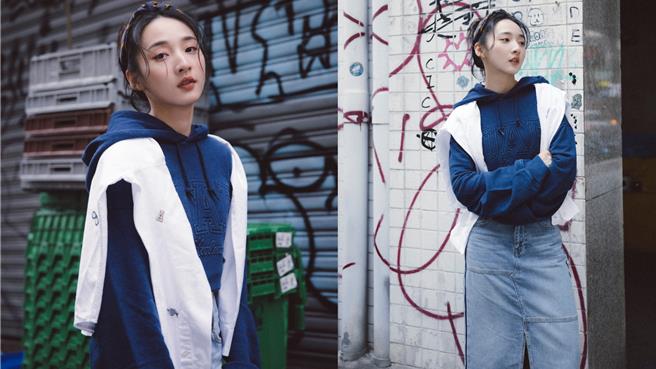 Gap品牌好友李沐透过经典刺绣Logo帽T与髮带造型，穿出復古新典范。（Gap提供／朱世凯台北传真）