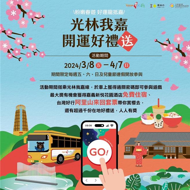 嘉义市政府推出搭「台湾好行光林我嘉线」玩占卜拿好礼活动。（嘉义市政府提供／廖素慧嘉市传真）