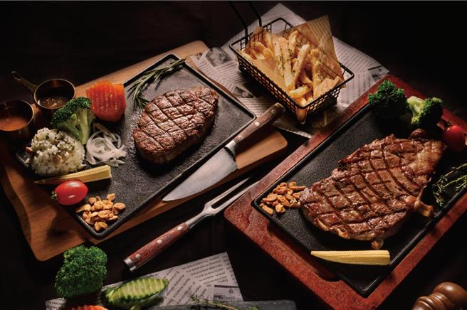 Global Mall桃園A19店的慕特牛排「情人節雙人餐」，原價2300元、優惠價1800元。（Global Mall提供／朱世凱台北傳真）