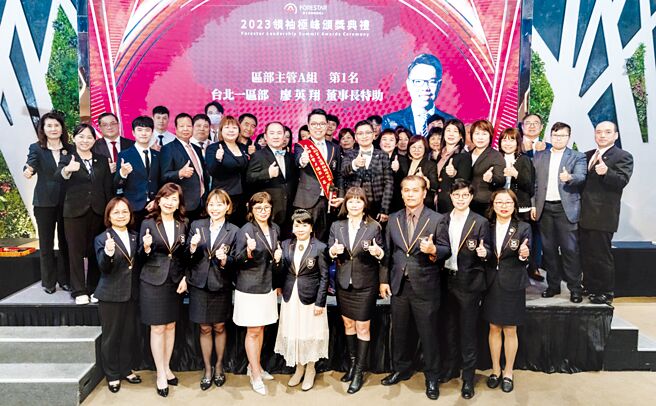 富士达保经台北一区部荣获2023年领袖极峰最佳区部第一名。图／富士达保经提供