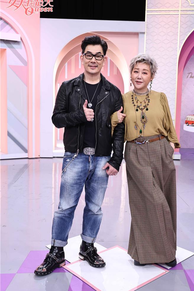 任贤齐（左）登上《女人我最大》，同框蓝心湄。（TVBS提供）