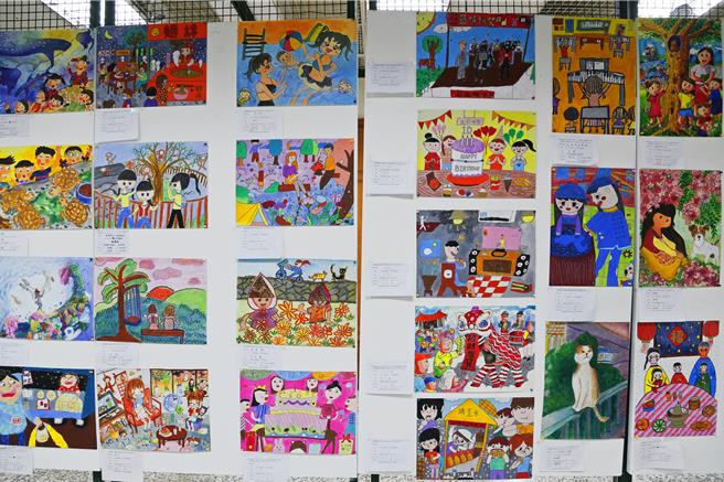 台湾学生绘画作品。（苗栗市公所提供／李京升苗栗传真）