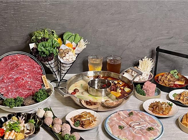 筑间麻辣火锅主打6款汤底及百道丰富菜品。（筑间餐饮集团提供／朱世凯台北传真）