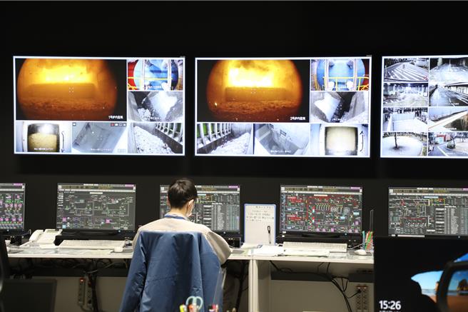 嘉义市长黄敏惠率队参观日本目黑焚化炉以科技监控焚烧过程。（嘉义市政府提供／廖素慧嘉市传真）