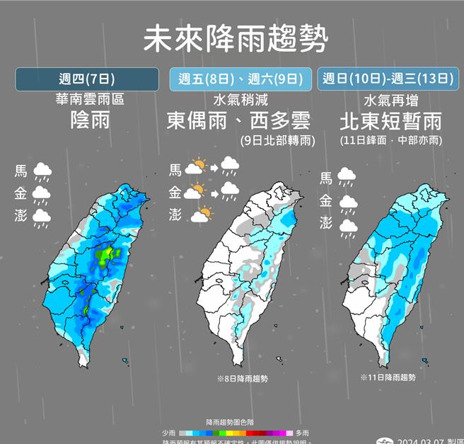 未来降雨趋势。（中央气象署提供／蔡亚桦台北传真）