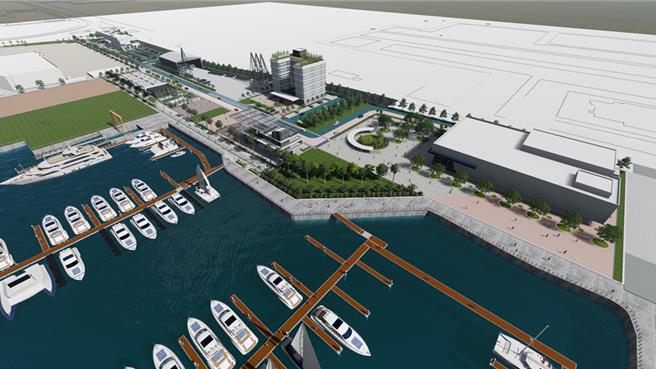 亚果公司将投入台中港游艇专区建设，图为游艇码头区规划模拟示意图。（亚果游艇开发公司提供／陈淑娥台中传真）