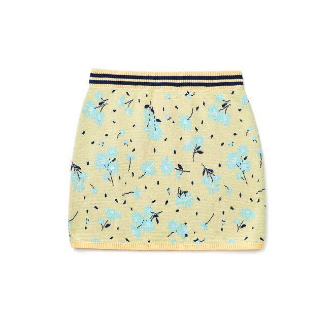 浪漫花朵系列大丽花图腾针织短裙，价格店洽。（班尼顿提供）