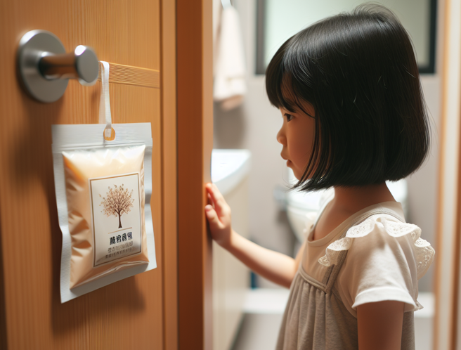 女童如厕发现香氛袋里有针孔摄影机，揪出补习班老师是偷拍狼。（AI生成图）