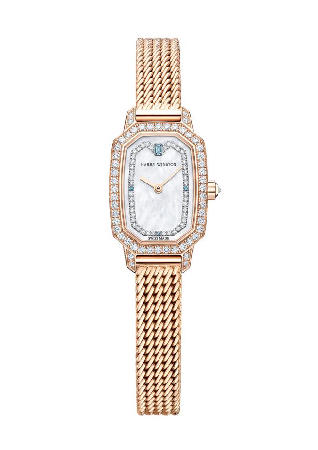 海瑞溫斯頓印記Emerald系列鑽表，海水藍寶款。（Harry Winston提供）