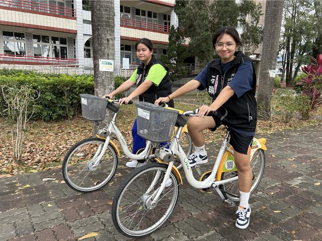 旗山农工YouBike站点11日成立，便利学生交通。（旗山农工提供／林瑞益高雄传真）