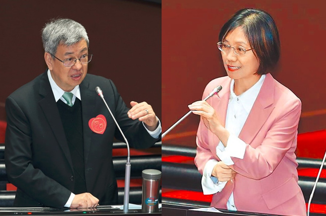 立委翁晓玲(右)称立委质询是上对下，引发阁揆陈建仁(左)动怒，引发讨论。（合成图／示意图／资料照、姚志平摄）