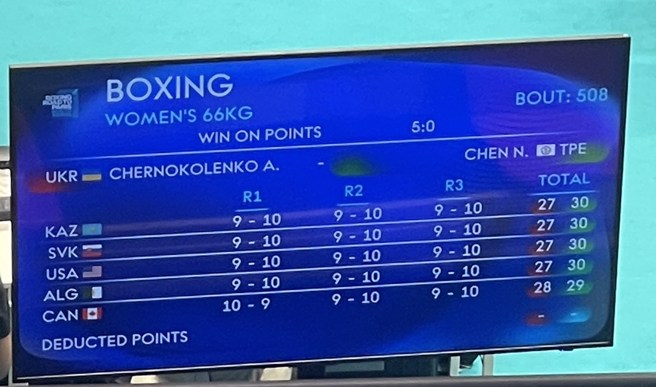 陈念琴几乎以一面倒的比数获胜，除了第一回合加拿大裁判判她输。(中华民国拳击协会提供)