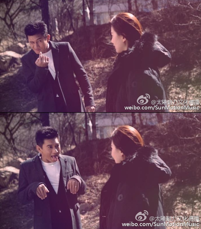吴奇隆、刘诗诗结婚时曾一同拍MV放闪。（图／翻摄自太阳动力文化传播微博）
