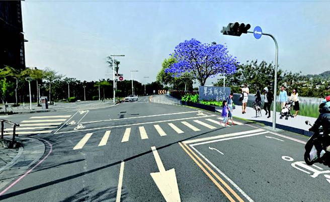 潭子區旱溪西路自行車完工模擬圖。（台中市觀旅局提供）