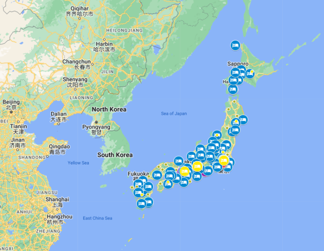 日本臭蟲災情擴大，有網友製作Google地圖，提醒旅客注意。（翻攝Google Map）