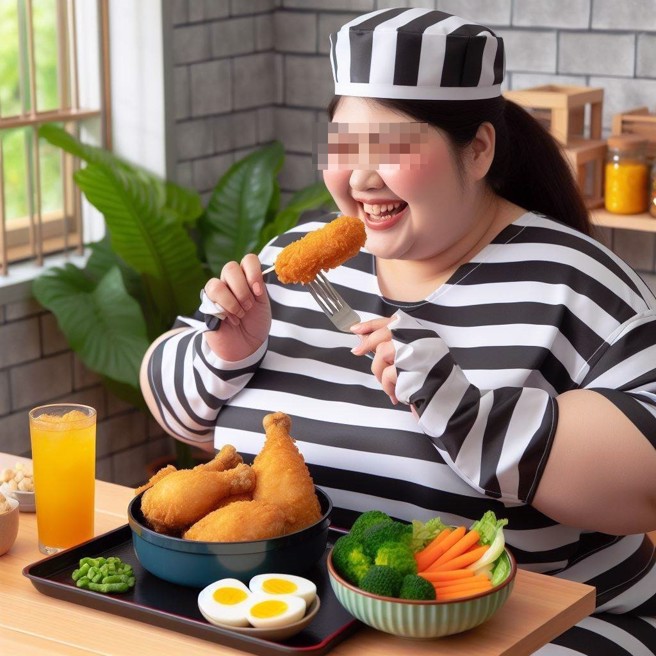 刘姓保母涉嫌与妹妹虐待1岁男童致死，目前羁押看守所，羁押期间吃饭相当滋润。（AI生成图）