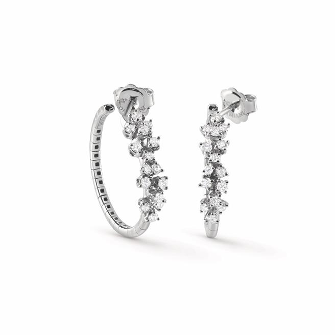Damiani Mimosa 18K白金鑲鑽耳環，售價13萬6300元。（Damiani提供／黃唯淯台北傳真）