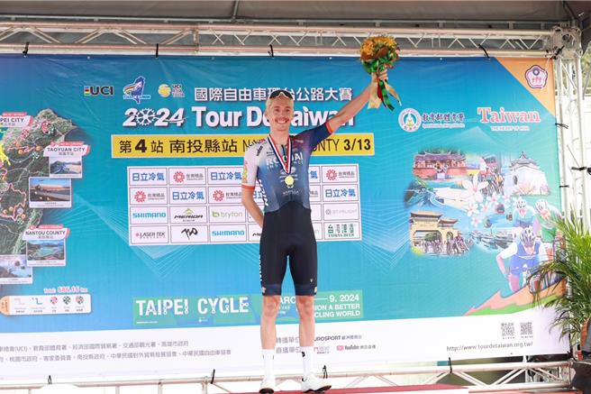 2024國際自由車環台公路大賽第4站，泰國盧賈伊隊的彼特斯拿下南投站冠軍。（南投縣政府提供／楊靜茹南投傳真）