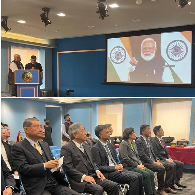 外交部政務次長田中光視訊觀禮。圖／外交部提供