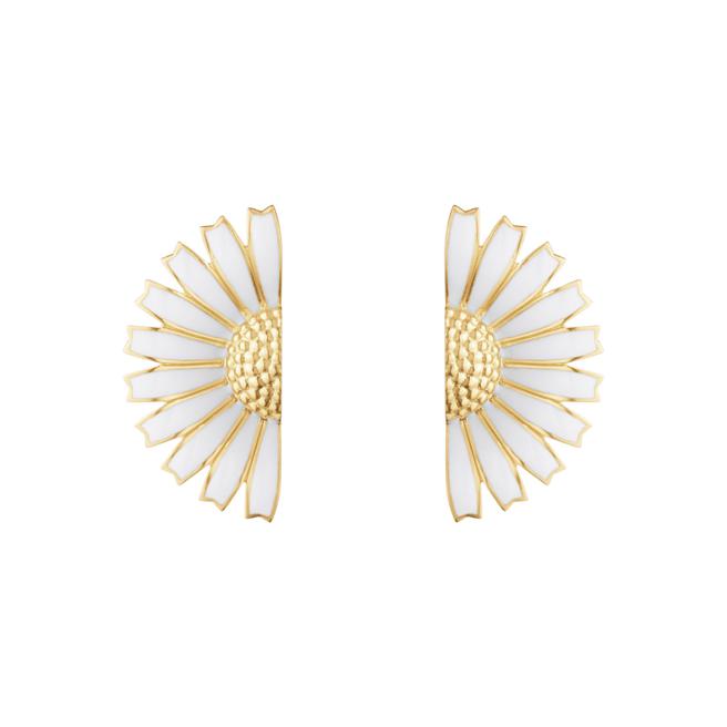 喬治傑生春季新款DAISY系列白色琺瑯純銀耳環，1萬6000元。（GEORG JENSEN提供）