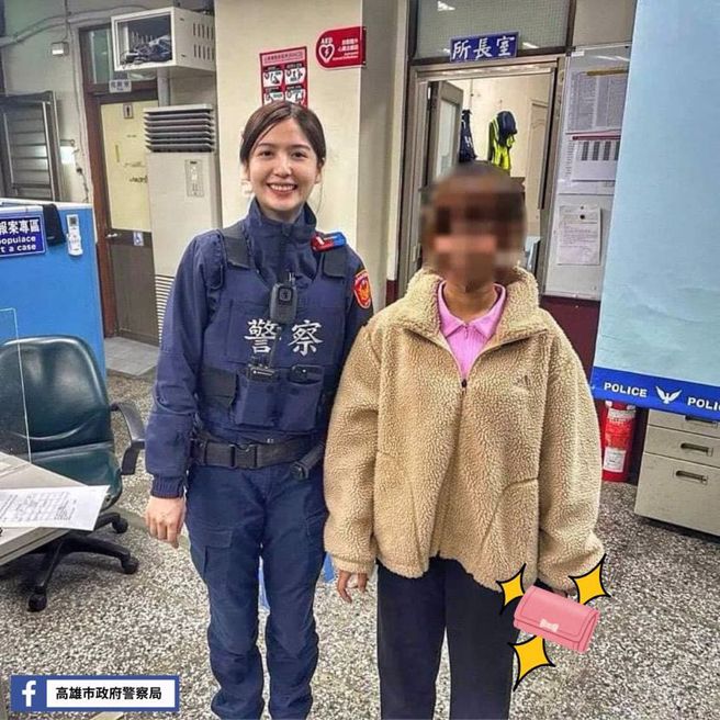 一篇印尼女大生遺失錢包貼文，網友關注焦點都放在女警身上。（圖／翻攝自臉書高雄市政府警察局）