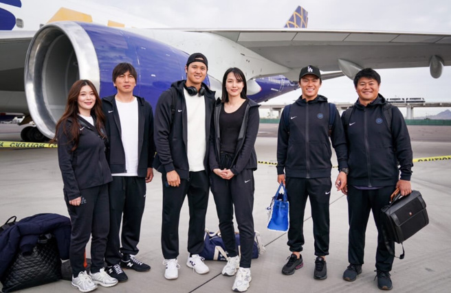 大谷翔平公开照片，结果网友把楼盖歪，山本由伸(右2)被亏爆。（翻摄大谷翔平IG）