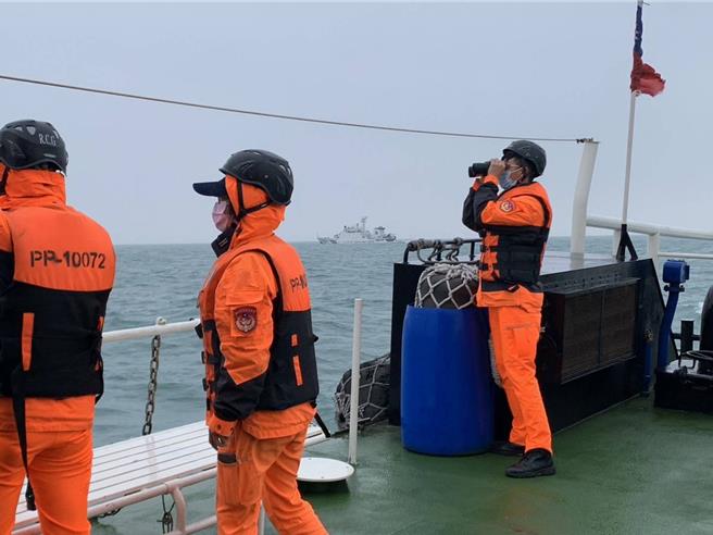 北竿外海传出大陆船员落海，目前两岸协同搜救中。（马祖海巡队提供）