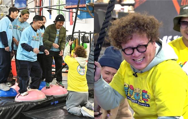 納豆因為臂力不夠突然下跪，驚呆眾人。（台視提供）