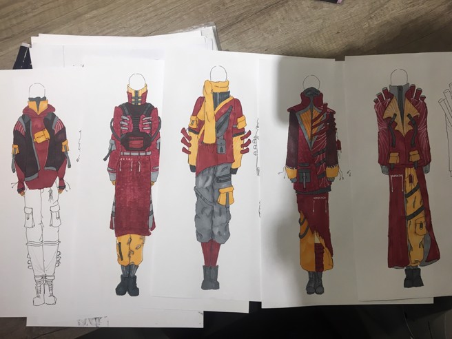 玄奘大学时尚设计学系和卓尔参加时尚服装设计相关竞赛设计手稿。(照片/玄奘大学提供)