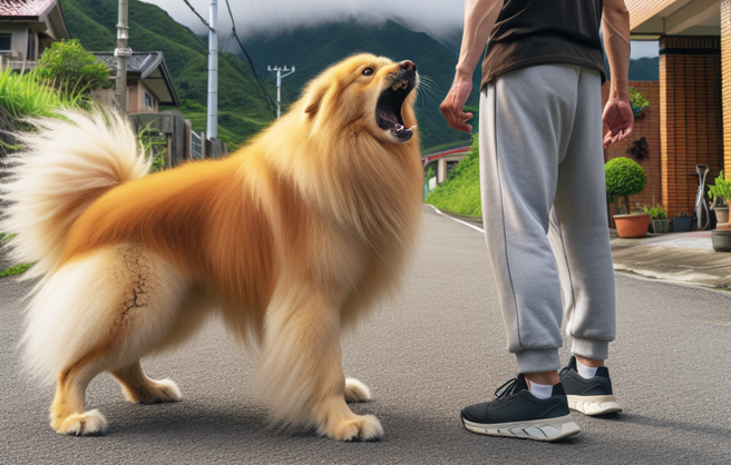 邱男不满1家3口被堂妹的狗追咬或是狂吠，竟然拿猎枪轰头，害狗狗惨死。（AI生成图）