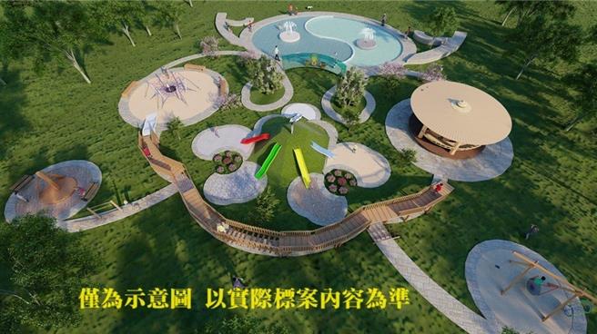 台南市首座官、廟合建的親子公園，位在正統鹿耳門聖母廟旁，公園模擬圖中的設施相當完善。（正統鹿耳門聖母廟提供／程炳璋台南傳真）