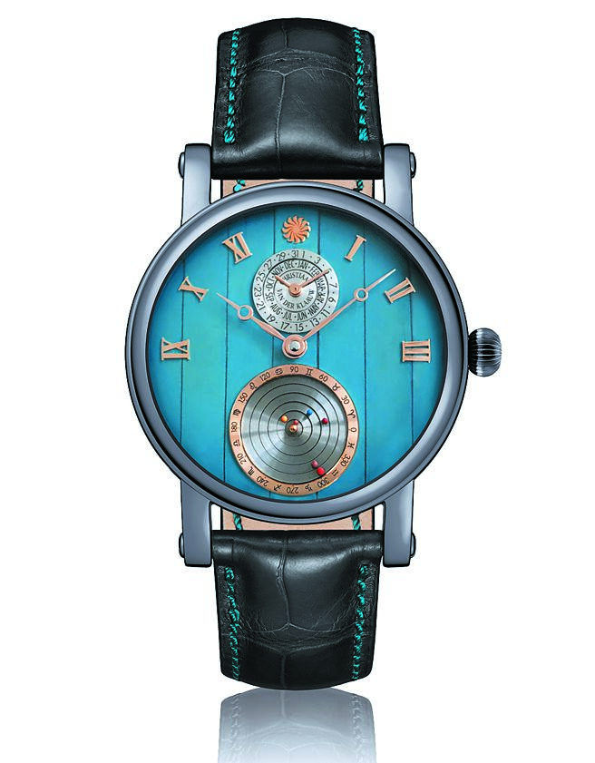 Christiaan van der Klaauw推出Planetarium Eise Eisinga星象儀腕表鈦金屬SHH特別版，限量8只，139萬9000元。（高登鐘錶提供）