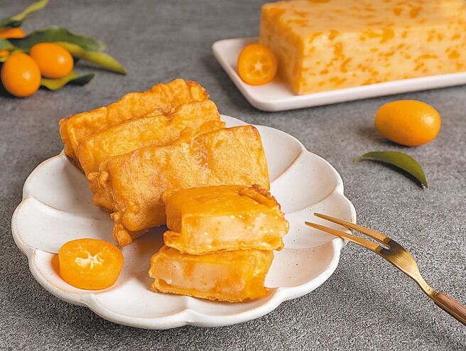 酥炸宜兰金枣糕具有天然浓厚香气，且用料扎实，微甜又带枣酸的回甘口感，吃完有种幸福甜蜜滋味。（点水楼提供）